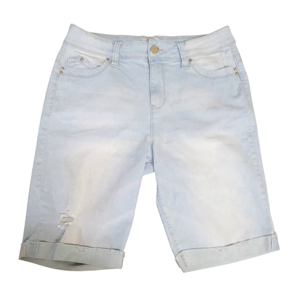 YMI Wanna Betta Butt High Rise Light Wash Bermuda Shorts Womens Size 11/30 Denim